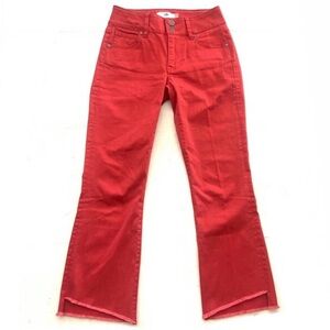 CAbi 5692 Red High Low Cropped Jeans Size 4